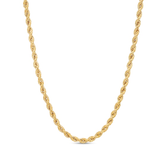 2.5mm Glitter Rope Chain Necklace in Hollow 14K Gold - 20"