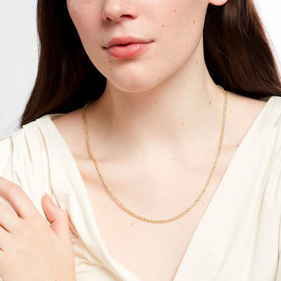 2.5mm Glitter Rope Chain Necklace in Hollow 14K Gold - 20"