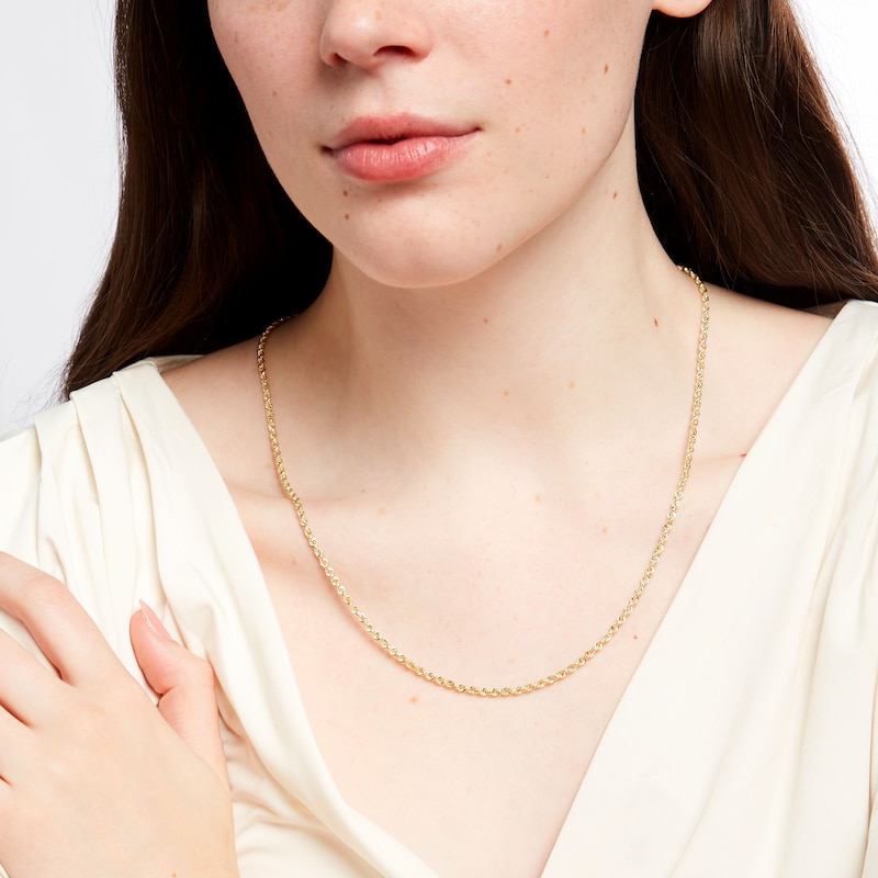 Main Image 2 of 2.5mm Glitter Rope Chain Necklace in Hollow 14K Gold - 20"