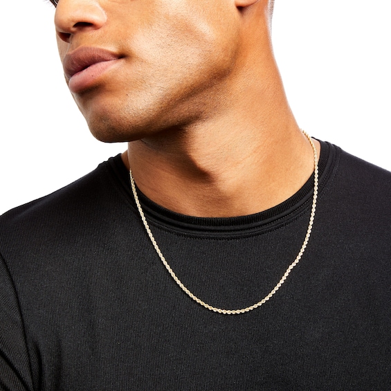 2.5mm Glitter Rope Chain Necklace in Hollow 14K Gold - 20"