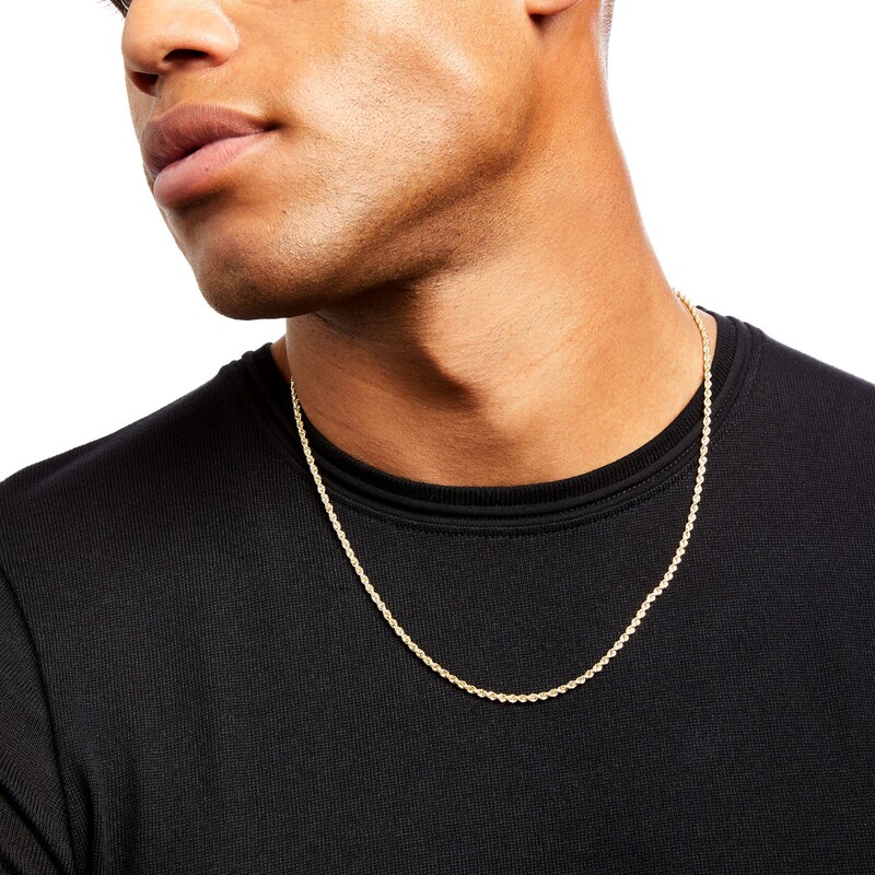 Main Image 3 of 2.5mm Glitter Rope Chain Necklace in Hollow 14K Gold - 20"