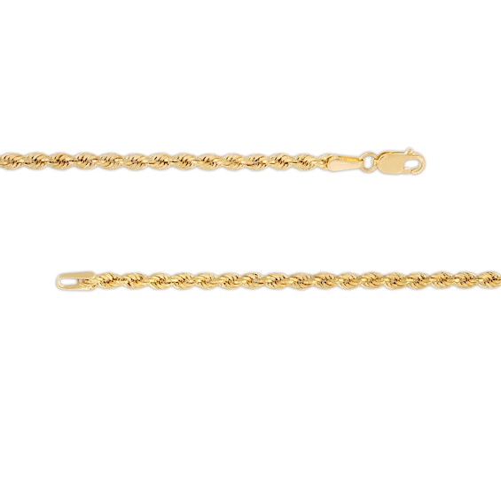 2.5mm Glitter Rope Chain Necklace in Hollow 14K Gold - 20"
