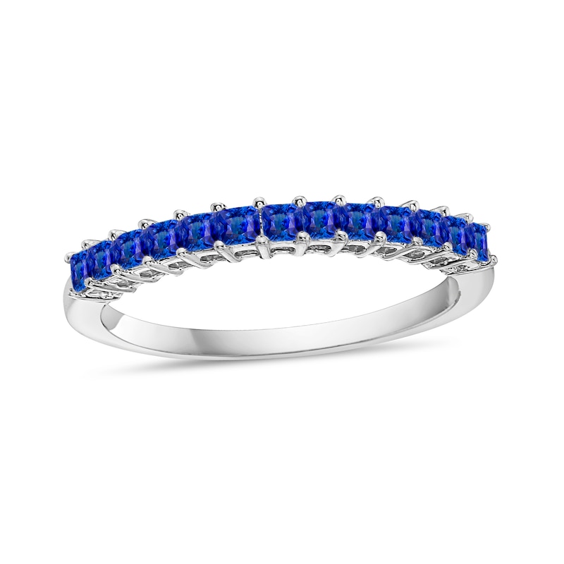 Main Image 1 of Princess-Cut Blue Sapphire Anniversary Band in 10K White Gold