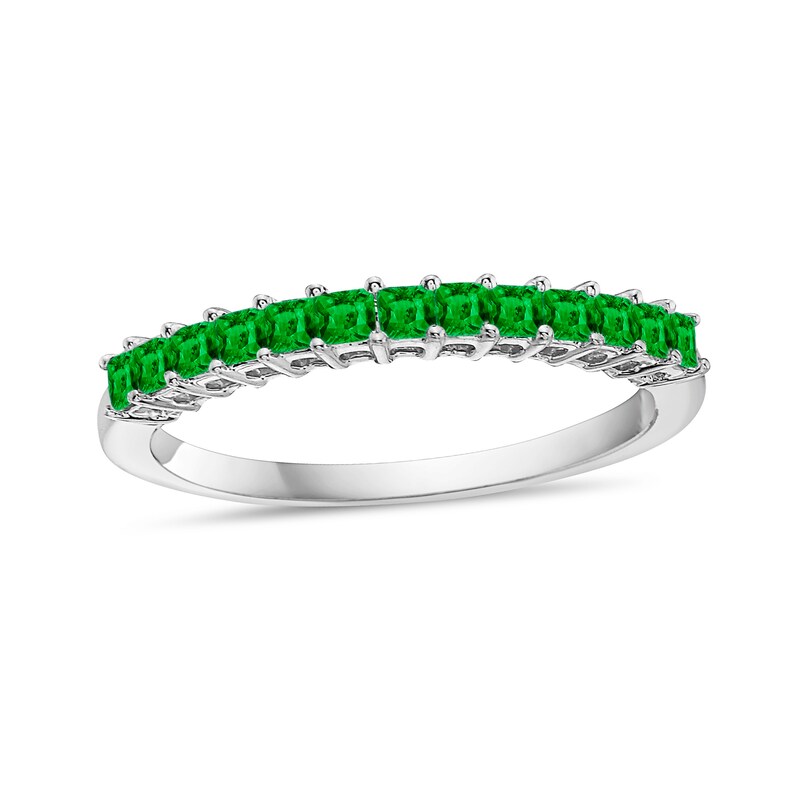 Princess-Cut Emerald Anniversary Band in 10K White Gold | Zales