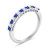 Thumbnail Image 2 of Princess-Cut Blue Sapphire and 1/5 CT. T.W. Princess-Cut Diamond Alternating Anniversary Band in 10K White Gold