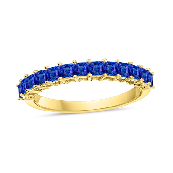 Princess-Cut Blue Sapphire Anniversary Band in 10K Gold