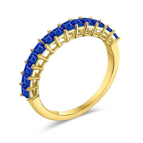 Princess-Cut Blue Sapphire Anniversary Band in 10K Gold