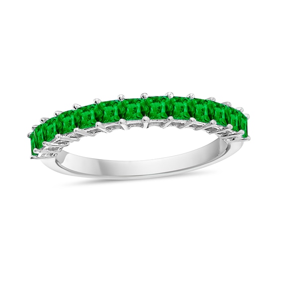 Princess-Cut Emerald Anniversary Band in 10K White Gold