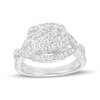 Thumbnail Image 1 of 1 CT. T.W. Cushion-Shaped Multi-Diamond Frame Twist Shank Ring in 10K White Gold