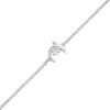 Thumbnail Image 1 of 1/20 CT. T.W. Diamond Dolphin Station Anklet in Sterling Silver – 10"
