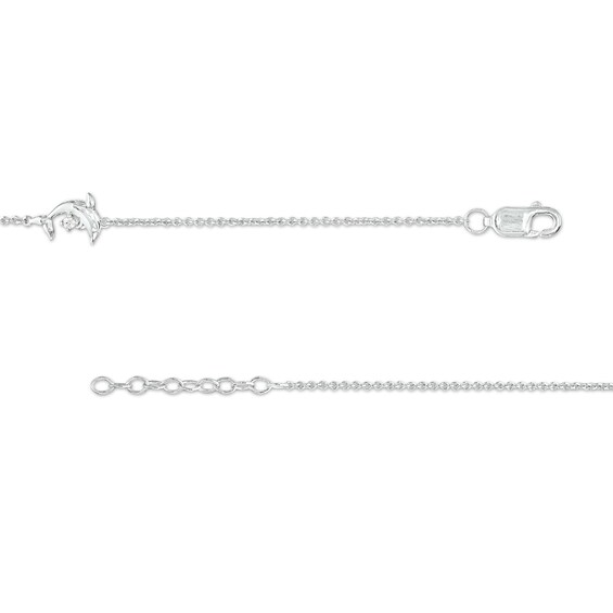 1/20 CT. T.w. Diamond Dolphin Station Anklet in Sterling Silver â 10"
