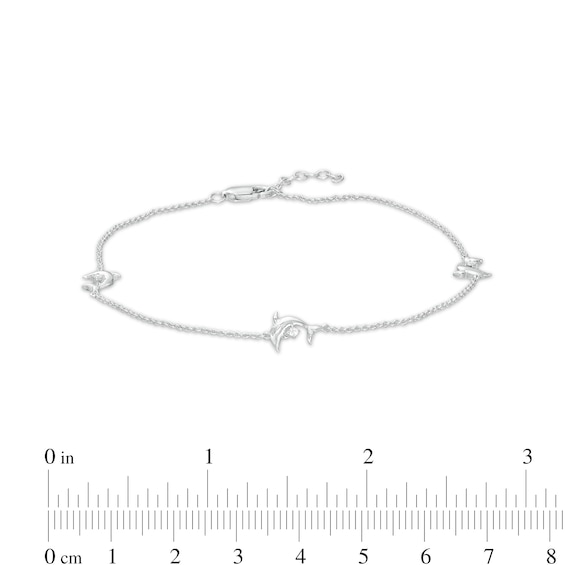 1/20 CT. T.w. Diamond Dolphin Station Anklet in Sterling Silver â 10"