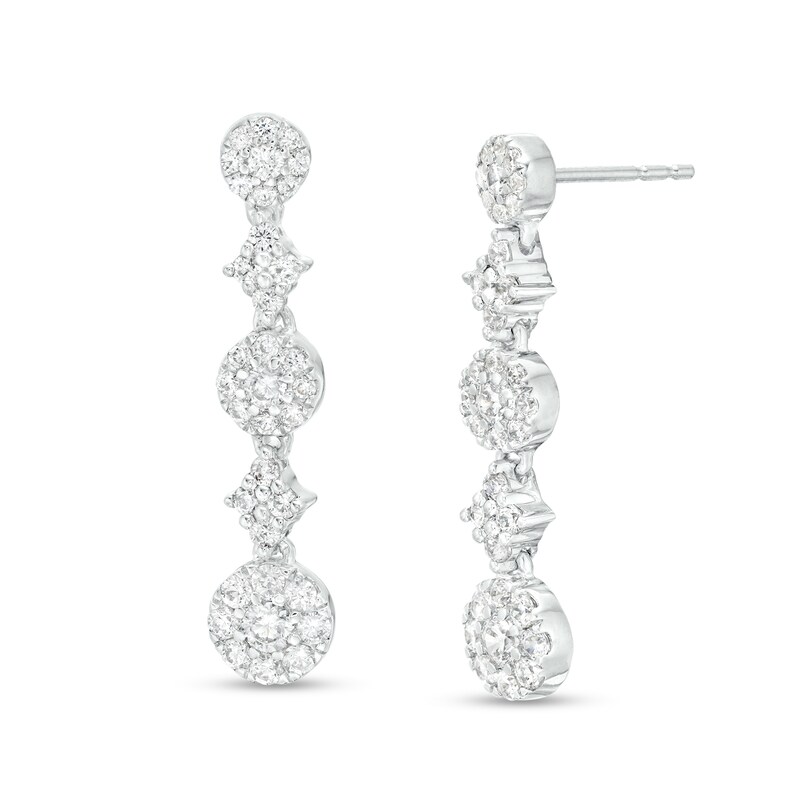 Main Image 1 of 1 CT. T.W. Multi-Diamond Alternating Drop Earrings in 10K White Gold