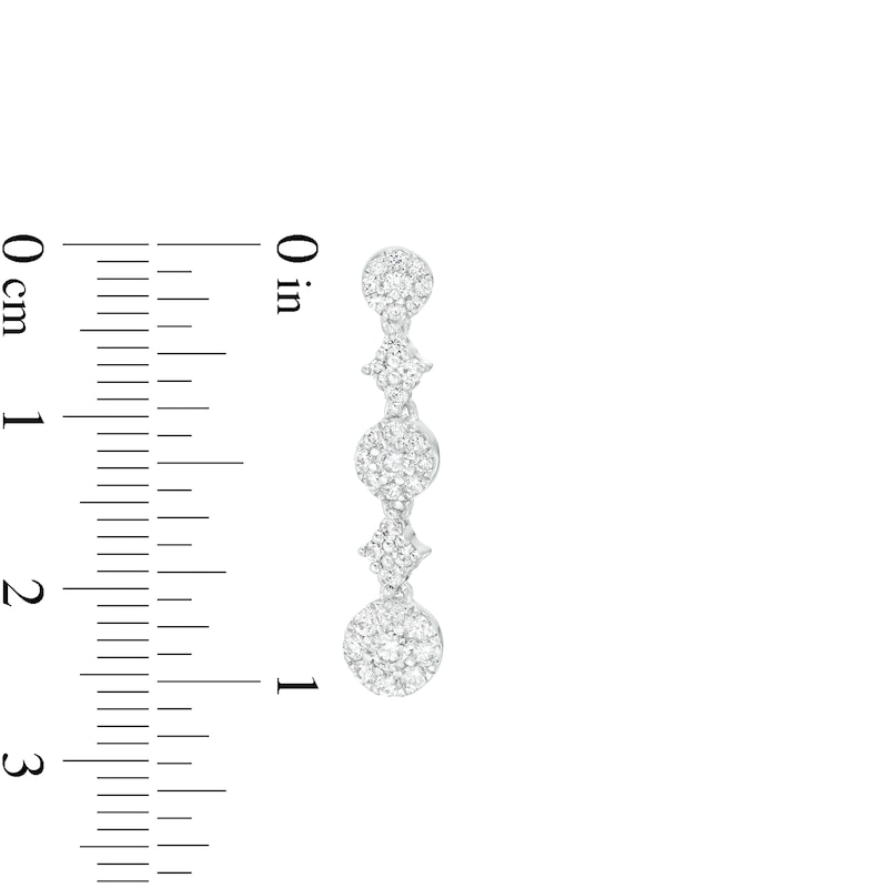 Main Image 2 of 1 CT. T.W. Multi-Diamond Alternating Drop Earrings in 10K White Gold