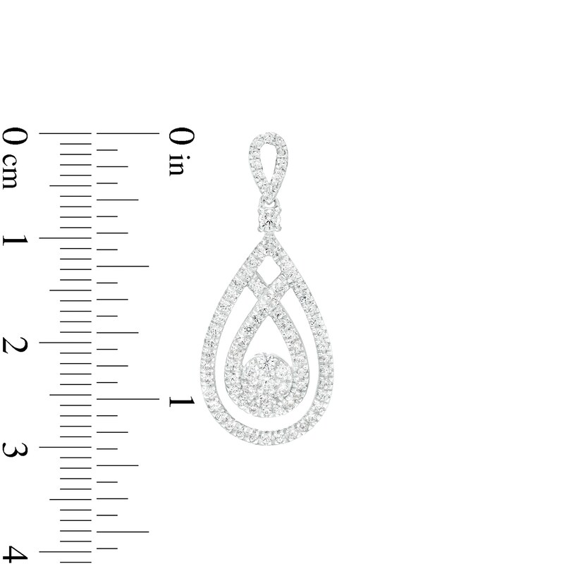 Main Image 2 of 1 CT. T.W. Multi-Diamond Loop Teardrop Drop Earrings in 10K White Gold