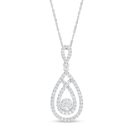 1 CT. T.w. Multi-Diamond Loop Teardrop Pendant in 10K White Gold