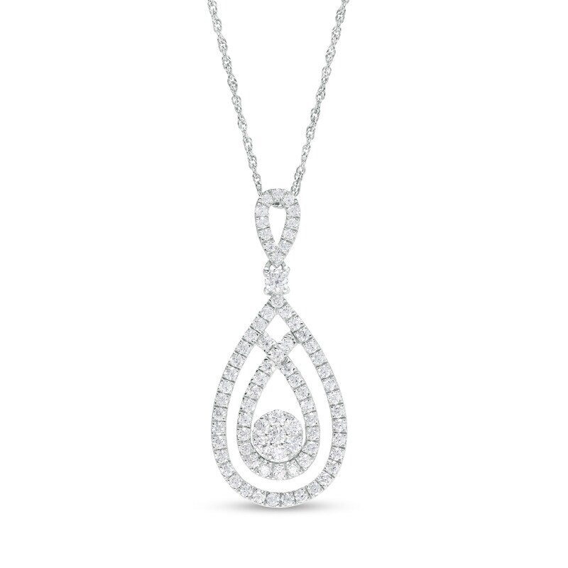Main Image 1 of 1 CT. T.W. Multi-Diamond Loop Teardrop Pendant in 10K White Gold