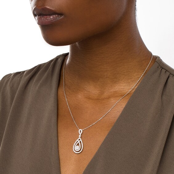 1 CT. T.w. Multi-Diamond Loop Teardrop Pendant in 10K White Gold