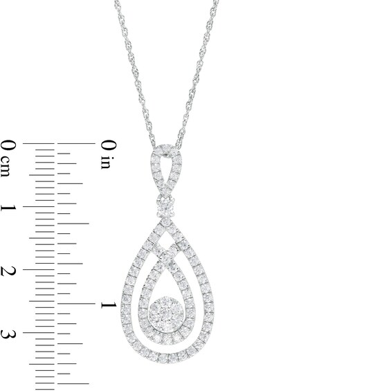 1 CT. T.w. Multi-Diamond Loop Teardrop Pendant in 10K White Gold