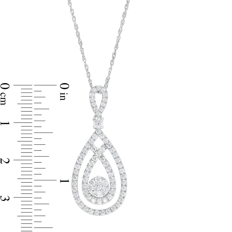 Main Image 3 of 1 CT. T.W. Multi-Diamond Loop Teardrop Pendant in 10K White Gold