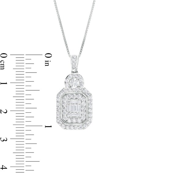 1 CT. T.w. Emerald-Shaped Multi-Diamond Frame Pendant in 10K White Gold