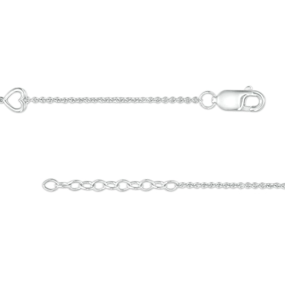 1/10 CT. T.w. Diamond Open Heart Station Anklet in Sterling Silver â 10"