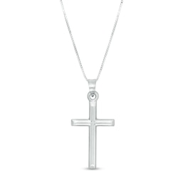 Polished Cross Pendant in 14K White Gold