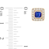 Thumbnail Image 2 of 4.0mm Princess-Cut Blue Sapphire and 1/2 CT. T.W. Diamond Frame Stud Earrings in 10K Gold