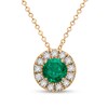 Thumbnail Image 0 of 4.0mm Emerald and 1/4 CT. T.W. Diamond Frame Pendant in 10K Gold