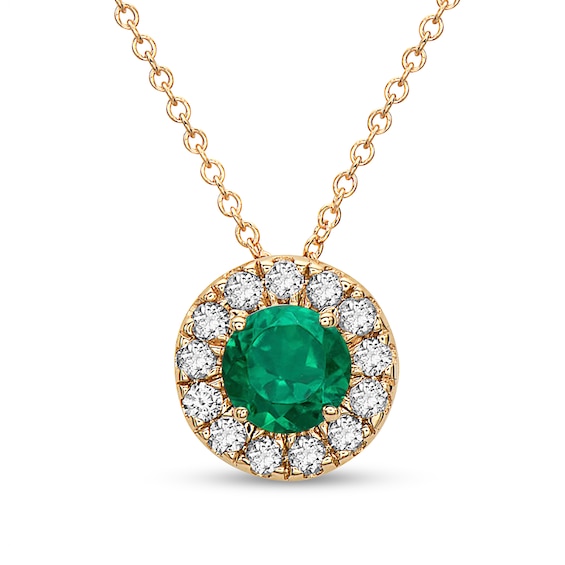 4.0mm Emerald and 1/4 CT. T.w. Diamond Frame Pendant in 10K Gold