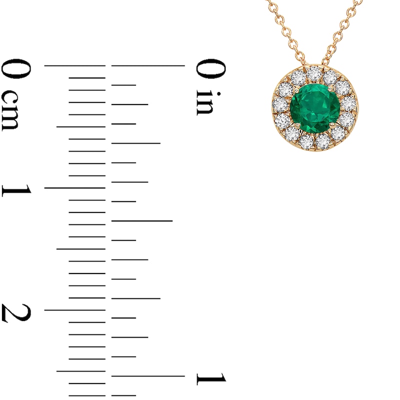 4.0mm Emerald and 1/4 CT. T.W. Diamond Frame Pendant in 10K Gold