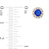 Thumbnail Image 2 of 4.0mm Blue Sapphire and 1/3 CT. T.W. Diamond Frame Stud Earrings in 10K Gold