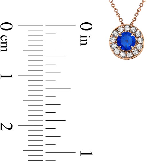 4.0mm Blue Sapphire and 1/4 CT. T.w. Diamond Frame Pendant in 10K Rose Gold