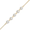 Thumbnail Image 0 of 4.0mm Akoya Cultured Pearl and Diamond Accent Five Stone Bracelet in 10K Gold – 8.0"