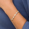 Thumbnail Image 2 of 4.0mm Akoya Cultured Pearl and Diamond Accent Five Stone Bracelet in 10K Gold – 8.0"