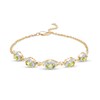 Thumbnail Image 1 of Oval Peridot and Diamond Accent Twist Five Stone Bracelet in 10K Gold – 8.0"