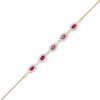 Thumbnail Image 1 of Oval Ruby and Diamond Accent Twist Five Stone Bracelet in 10K Gold – 8.0"
