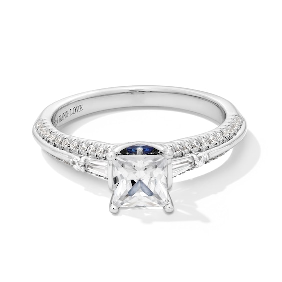 Vera Wang Love Collection 1 CT. T.w. Princess-Cut Diamond Double Row Engagement Ring 14K White Gold (I/Si2)