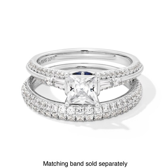 Vera Wang Love Collection 1 CT. T.w. Princess-Cut Diamond Double Row Engagement Ring in 14K White Gold (I/Si2)