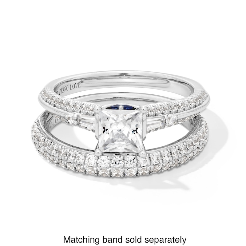 Main Image 4 of Vera Wang Love Collection 1 CT. T.W. Princess-Cut Diamond Double Row Engagement Ring in 14K White Gold (I/SI2)