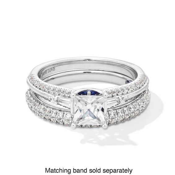 Vera Wang Love Collection 1 CT. T.w. Princess-Cut Diamond Double Row Engagement Ring in 14K White Gold (I/Si2)
