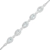 Thumbnail Image 1 of Oval Aquamarine and Diamond Accent Twist Five Stone Bracelet in 10K White Gold – 8.0"