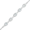 Thumbnail Image 0 of Oval Aquamarine and Diamond Accent Twist Five Stone Bracelet in 10K White Gold – 8.0"