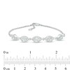 Thumbnail Image 3 of Oval Aquamarine and Diamond Accent Twist Five Stone Bracelet in 10K White Gold – 8.0"