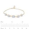 Thumbnail Image 3 of Oval Swiss Blue Topaz and Diamond Accent Twist Five Stone Bracelet in 10K Gold – 8.0"