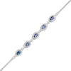 Thumbnail Image 1 of Oval Blue Sapphire and Diamond Accent Twist Five Stone Bracelet in 10K White Gold – 8.0"