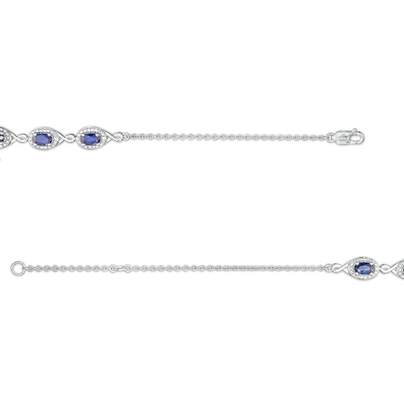 Main Image 3 of Oval Blue Sapphire and Diamond Accent Twist Five Stone Bracelet in 10K White Gold – 8.0"