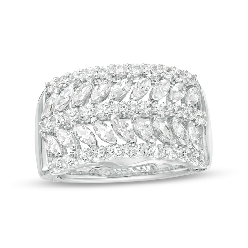 Main Image 1 of Marilyn Monroe™ Collection 1-1/2 CT. T.W. Marquise and Round Diamond Multi-Row Anniversary Band in 14K White Gold