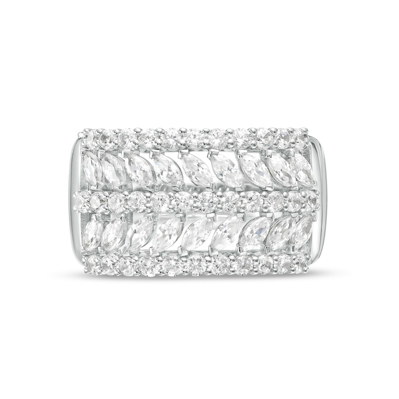 Main Image 4 of Marilyn Monroe™ Collection 1-1/2 CT. T.W. Marquise and Round Diamond Multi-Row Anniversary Band in 14K White Gold