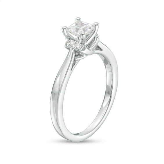 1/2 CT. T.w. Princess-Cut Diamond Collar Engagement Ring in 14K White Gold (I/I2)